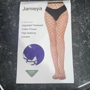 Purple fishnet stockings